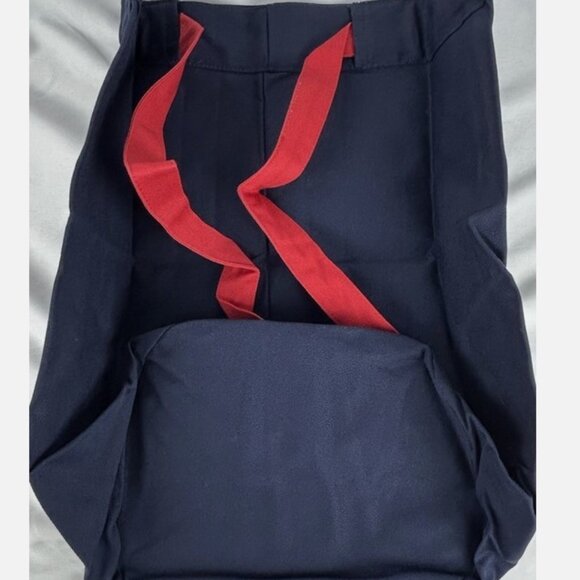 Vintage Esprit Canvas Tote Bag Backpack Drawstring Cotton Red White Blue - Picture 2 of 4